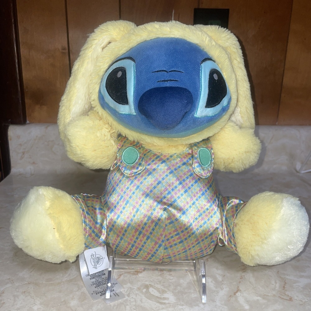 Disney Stitch Yellow Easter Bunny Plush 10" Clean